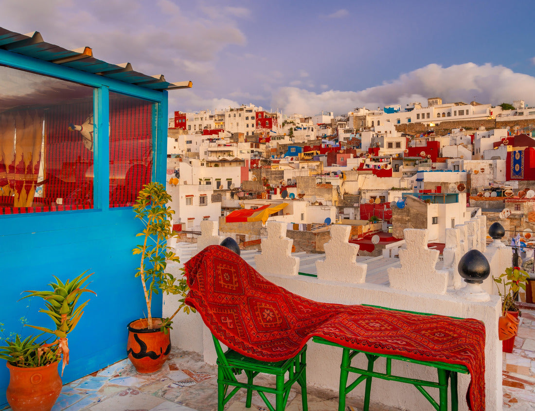 Noah Jigsaw Puzzle Tangier and Chefchaouen Morocco travel photographs of various village scenes depicting stairs artwork city scapes golden hour blue hour sunset sunrise the blue city with blue painted walls hearts 1000 pieces
