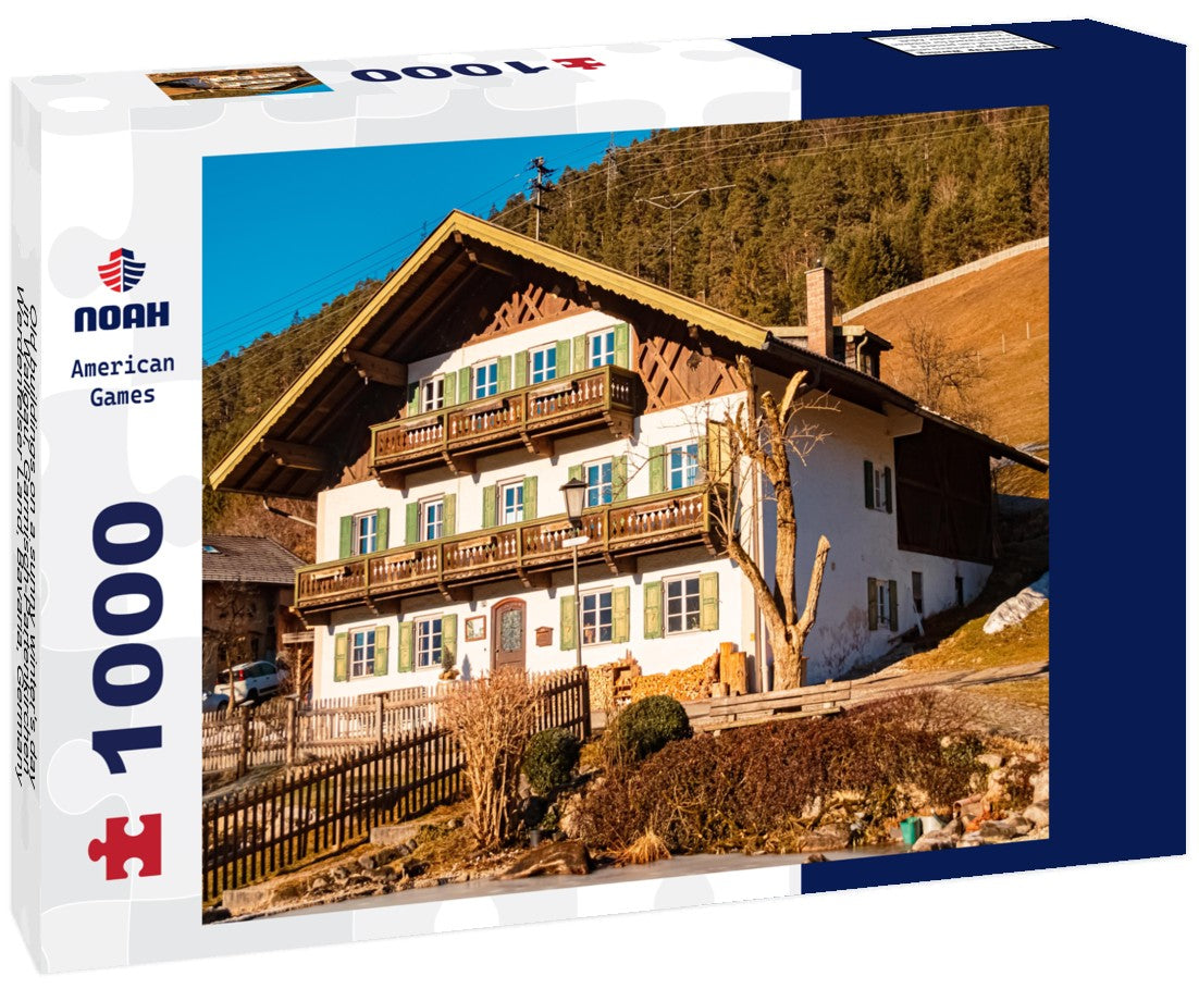 Old buildings on a sunny winter's day in Wallgau, Garmisch-Partenkirchen, Werdenfelser Land, Bavaria, Germany 1000pc Puzzle
