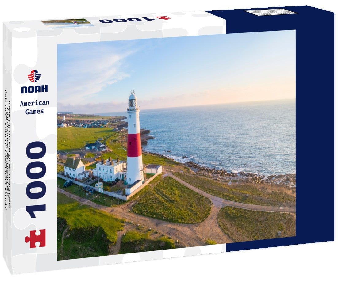 View by drone of Portland Bill Lighthouse, Portland Bill, Isle of Portland, UNESCO World Heritage Site, Dorset, England 1000pc Puzzle