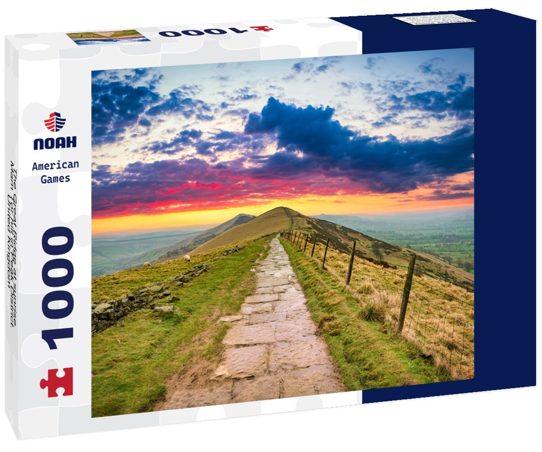 The Great Ridge at sunrise. Mam Tor hill in Peak District. United Kingdom 1000pc Puzzle