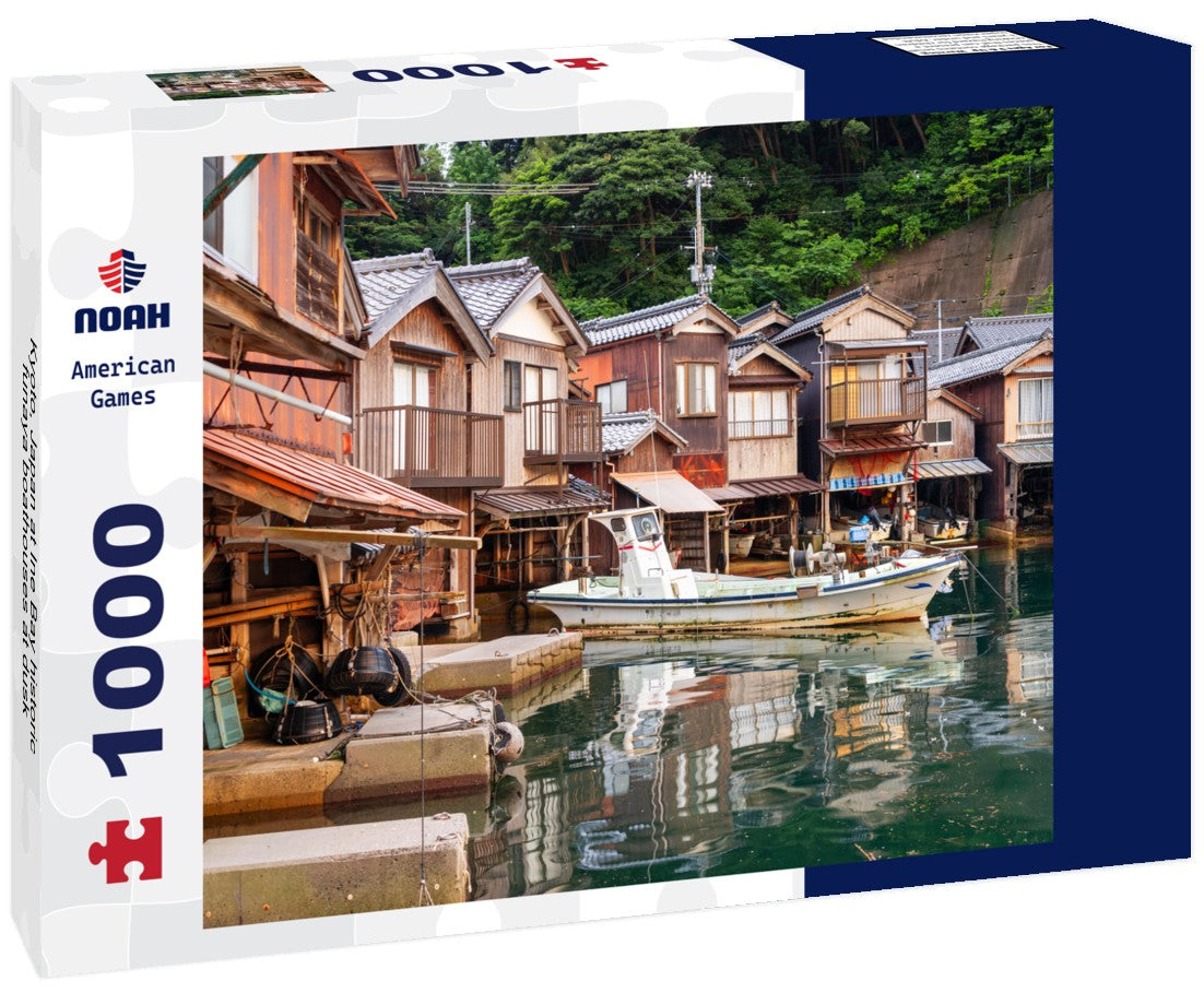 Noah Jigsaw Puzzle Kyoto, Japan at Ine Bay historic funaya boathouses at dusk 1000 pieces
