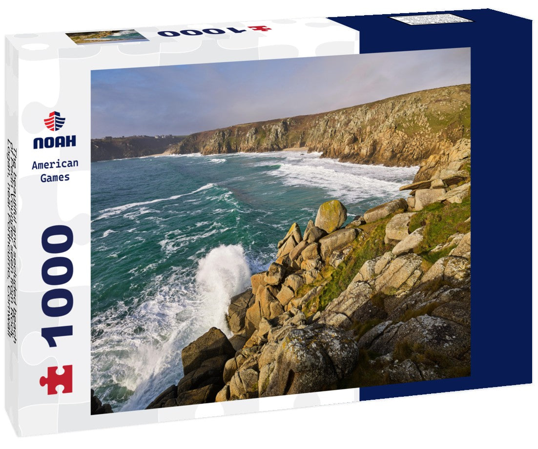 The beautiful and secluded beach of Pedn Vounder seen from Rock Logan, near Porthcurno, Cornwall, England, Great Britain 1000pc Puzzle
