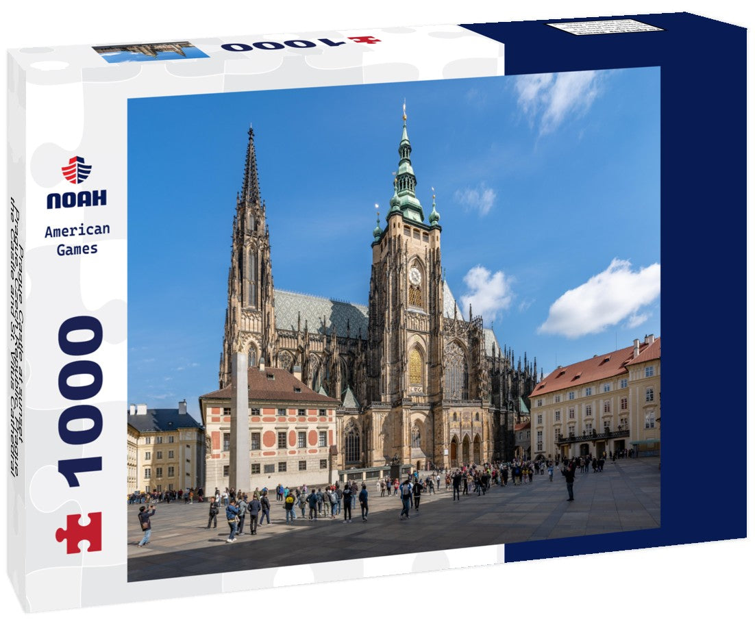 Prague Castle at sunset - Prague, Czech Republic. Prague, the Castle and St. Vitus Cathedral 1000pc Puzzle
