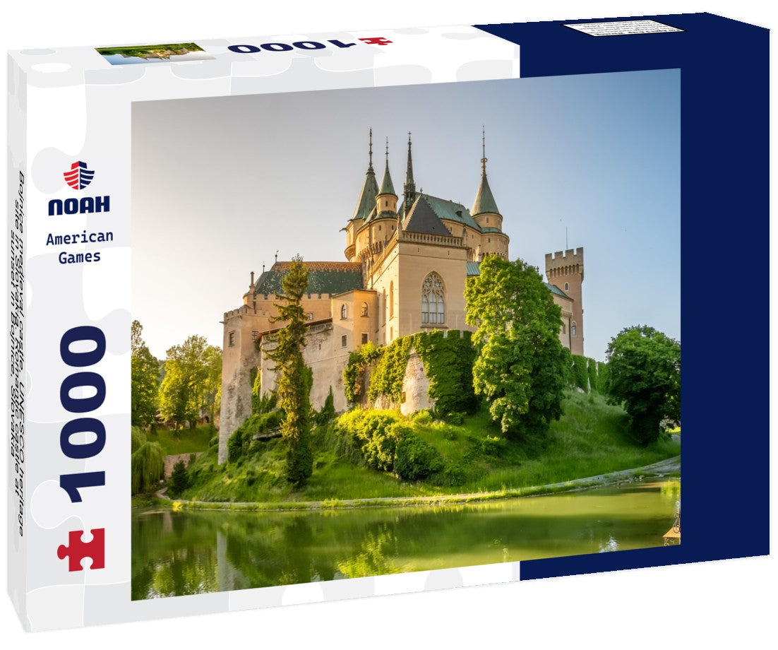 Noah Jigsaw Puzzle Bojnice medieval castle, UNESCO heritage site in Slovakia. Romantic castle at sunset in Bojnice, Slovakia 1000 pieces