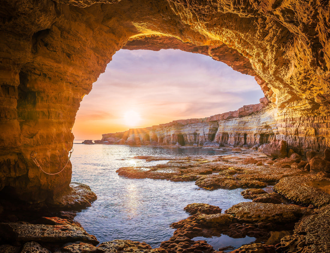 Stunning sunset view of Ayia Napa sea caves in Cyprus, showcasing a serene Mediterranean landscape 1000pc Puzzle