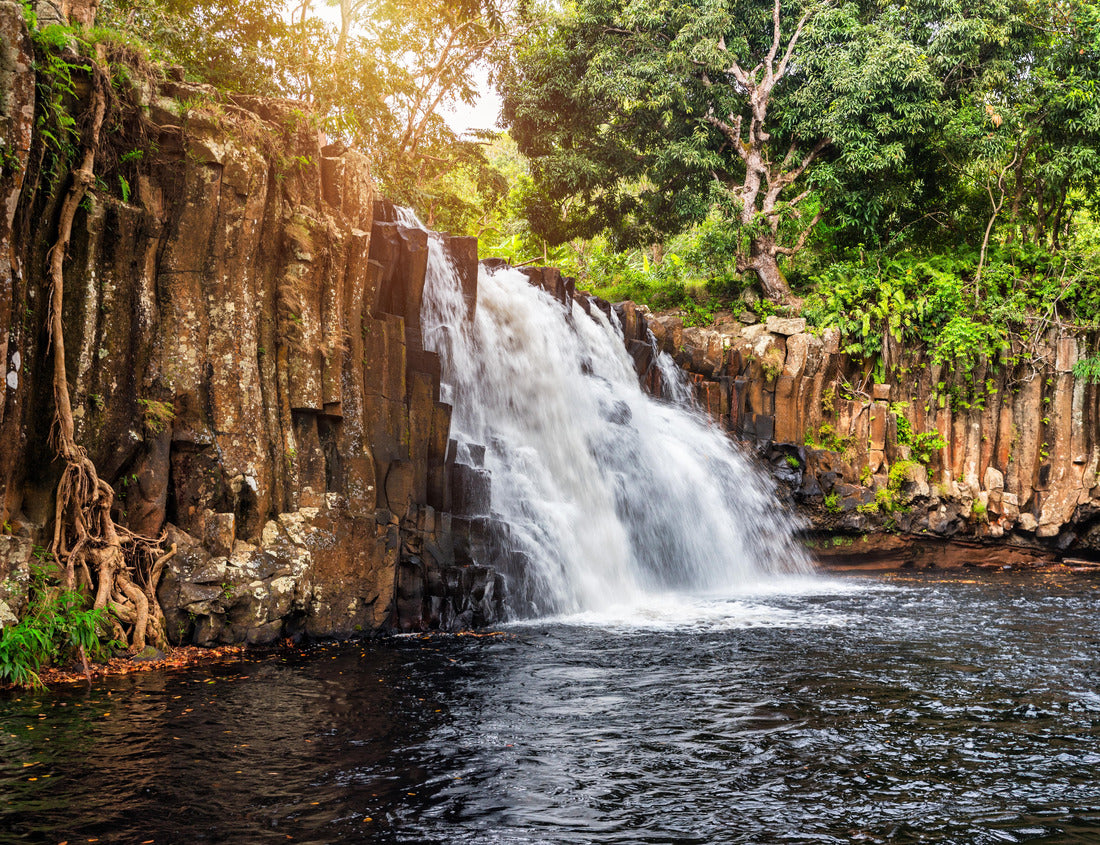 Rochester falls on the island of Mauritius. Waterfall in the jungle of the tropical island of Mauritius. Hidden treasure Rochester falls in Mauritius Island. Rochester Falls in Souillac Mauritius 1000pc Puzzle