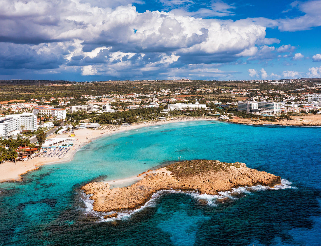 Noah Jigsaw Puzzle Aerial view of beautiful Nissi beach in Ayia Napa, Cyprus. Nissi beach in Ayia Napa famous tourist beach in Cyprus. A view of a azzure water and Nissi beach in Aiya Napa, Cyprus 1000 pieces