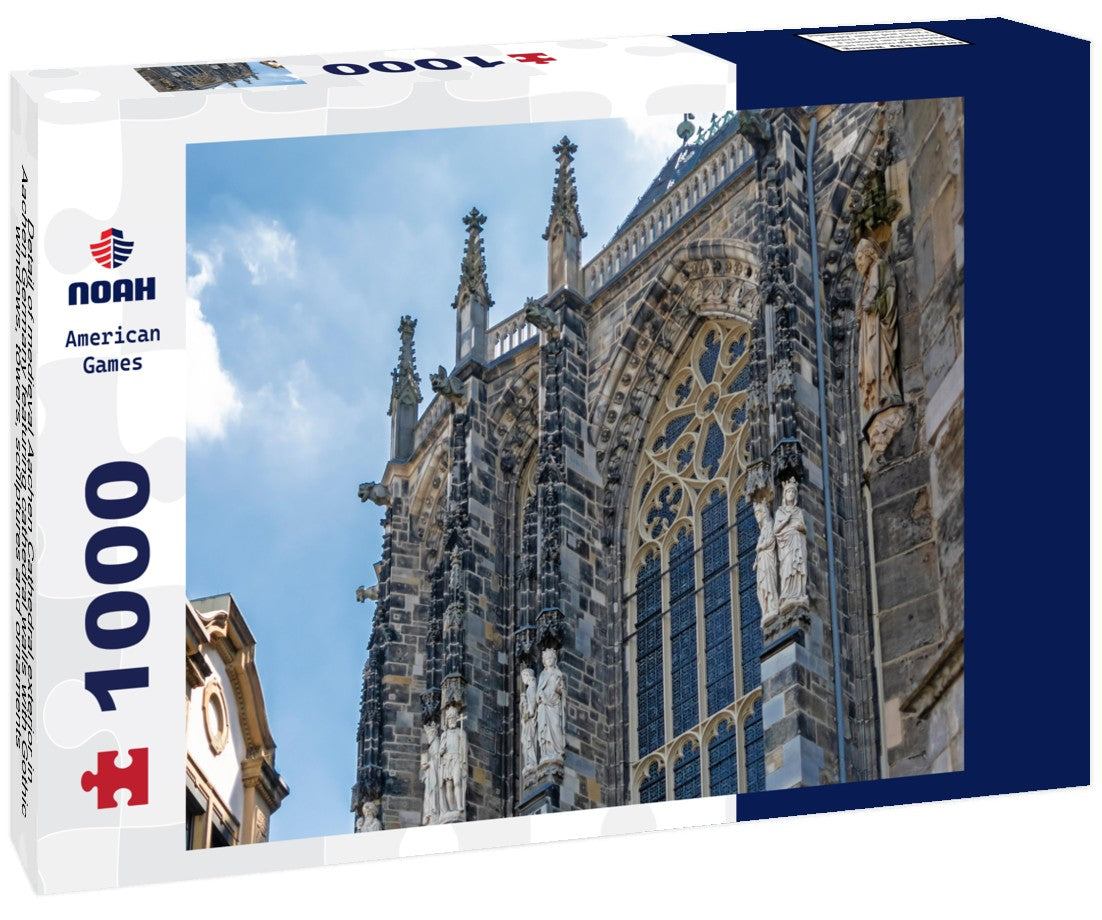 Noah Jigsaw Puzzle Detail of medieval Aachen Cathedral exterior in Aachen Germany featuring cathedral walls with Gothic windows, towers, sculptures and ornaments 1000 pieces