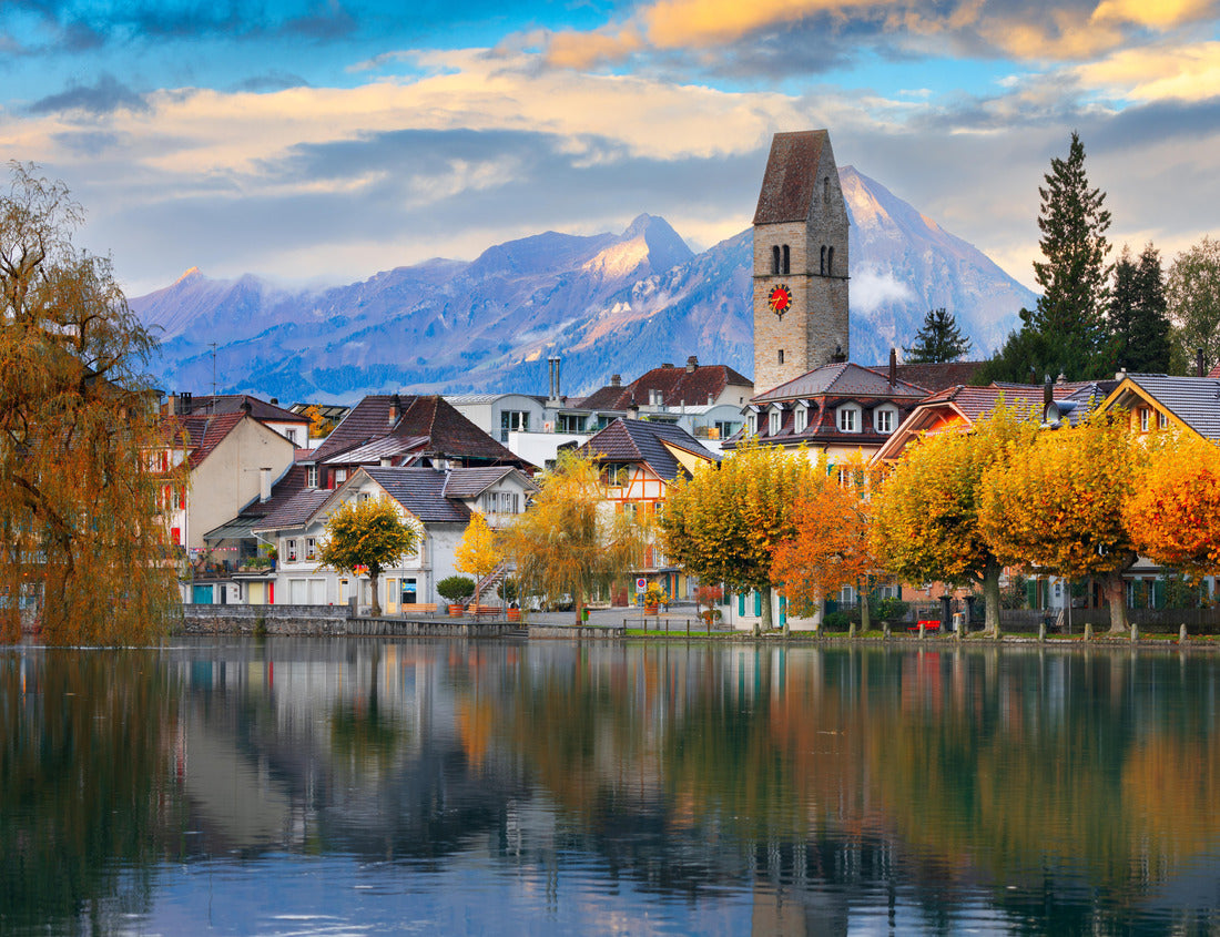 Noah Jigsaw Puzzle Interlaken, Switzerland on the Aare River at dawn with river reflections 1000 pieces