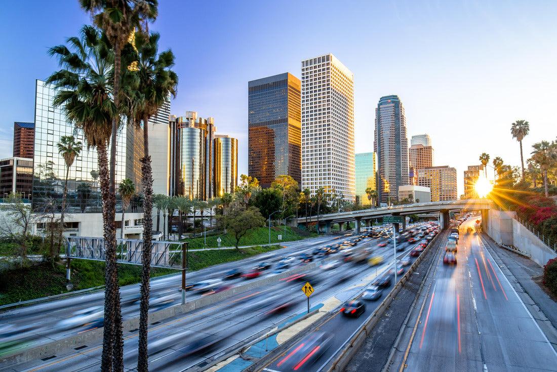 Noah Jigsaw Puzzle Los Angeles evening sunset freeway exit skyline building 2000 pieces