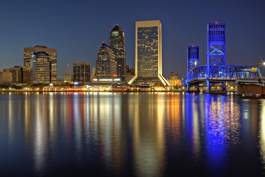 Noah Jigsaw Puzzle Beautiful sunset on St. John's River and Jacksonville, Florida skyline showing the John T. Alsop Jr. Bridge 2000 pieces