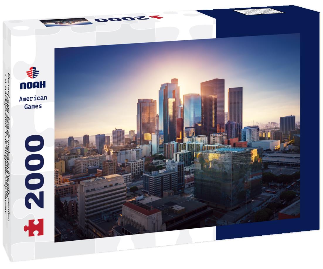 Noah Jigsaw Puzzle Sunset over Los Angeles in the city center. Retro colors. California theme. LA background. Los Angeles city center 2000 pieces