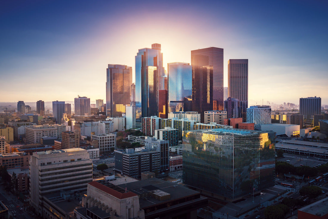 Noah Jigsaw Puzzle Sunset over Los Angeles in the city center. Retro colors. California theme. LA background. Los Angeles city center 2000 pieces