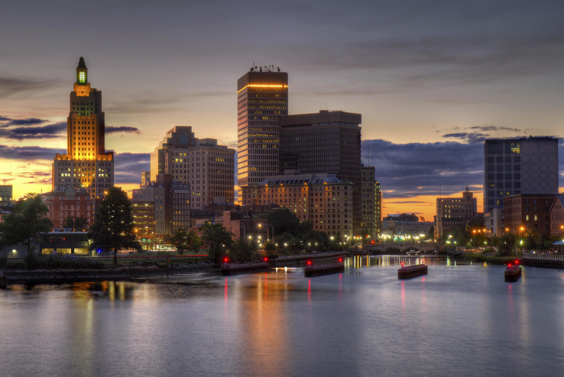 Noah Jigsaw Puzzle skyline of Providence, Rhode Island from the far side of the Providence River viewed just as the sun is setting at dusk 2000 pieces