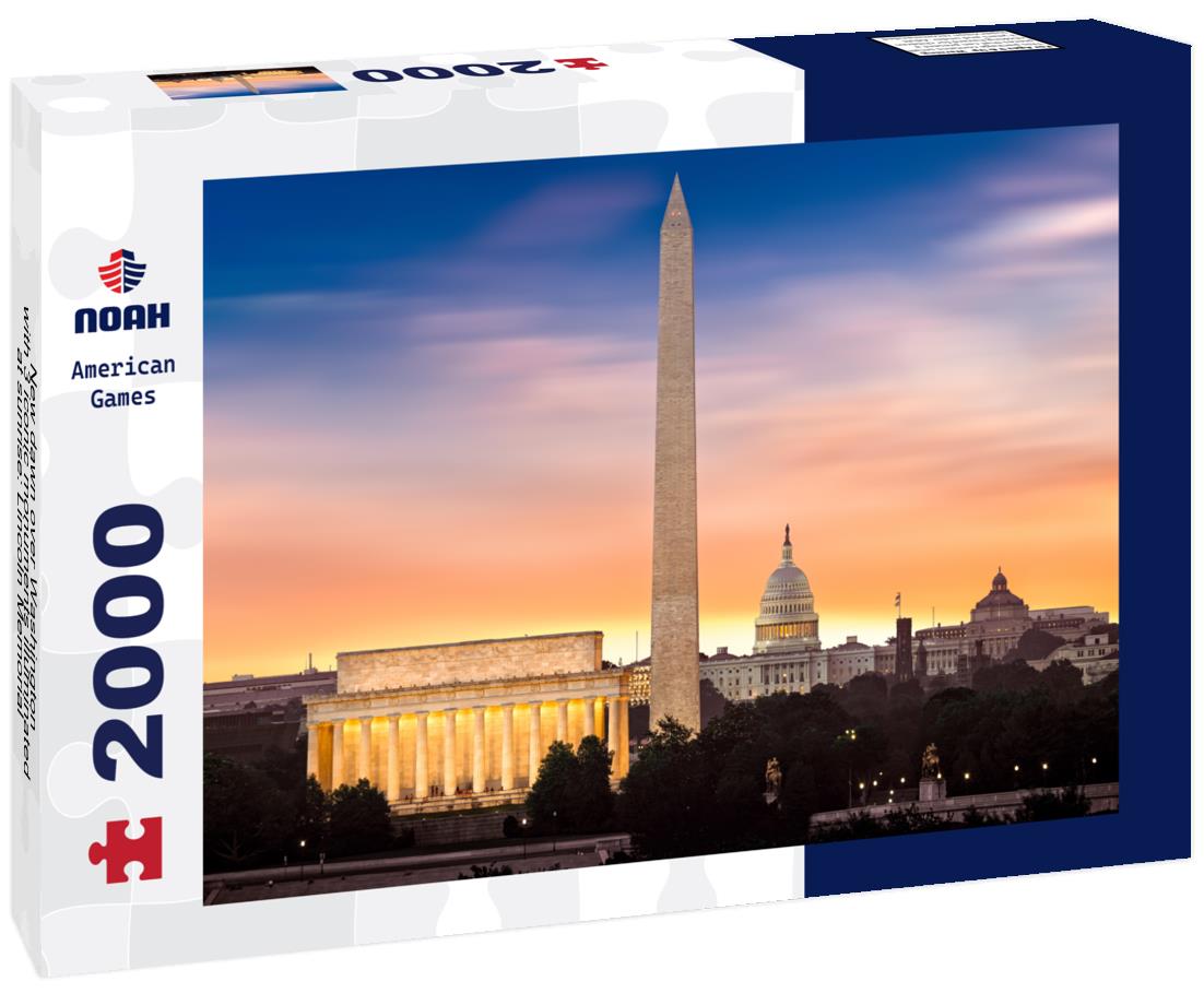 Noah Jigsaw Puzzle New dawn over Washington - with 3 iconic monuments illuminated at sunrise: Lincoln Memorial, Washington Monument and the Capitol Building 2000 pieces