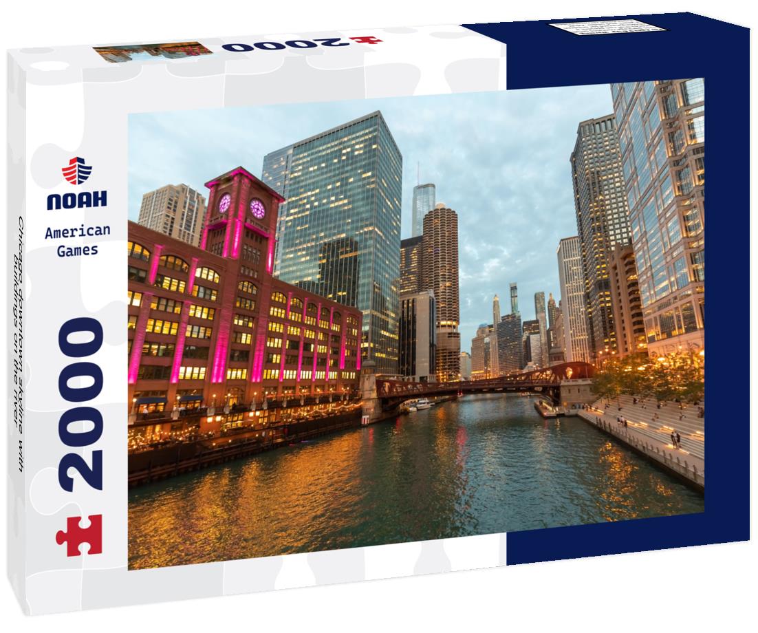 Chicago downtown skyline with buildings on the river 2000pc Puzzle