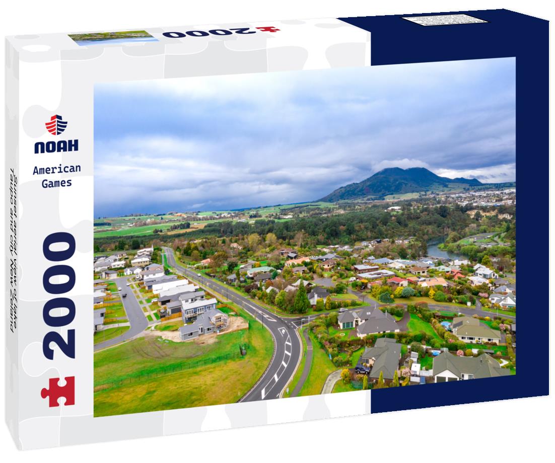 Sunset aerial view of lake Taupo and city New Zeland 2000pc Puzzle