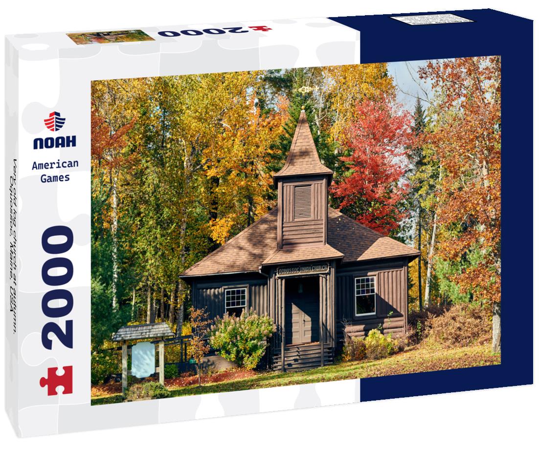 Very old log church at autumn. Oquossoc, Maine, USA 2000pc Puzzle