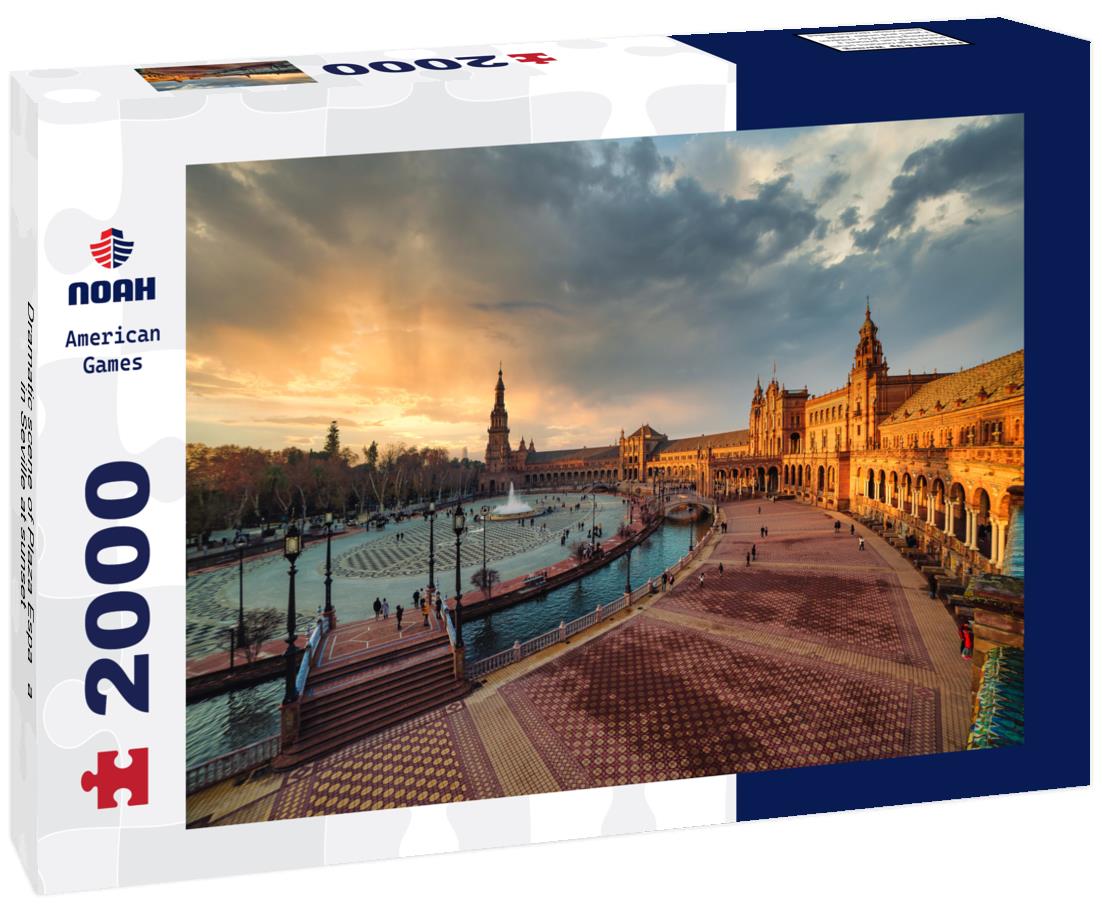 Dramatic scene of Plaza España in Seville at sunset 2000pc Puzzle