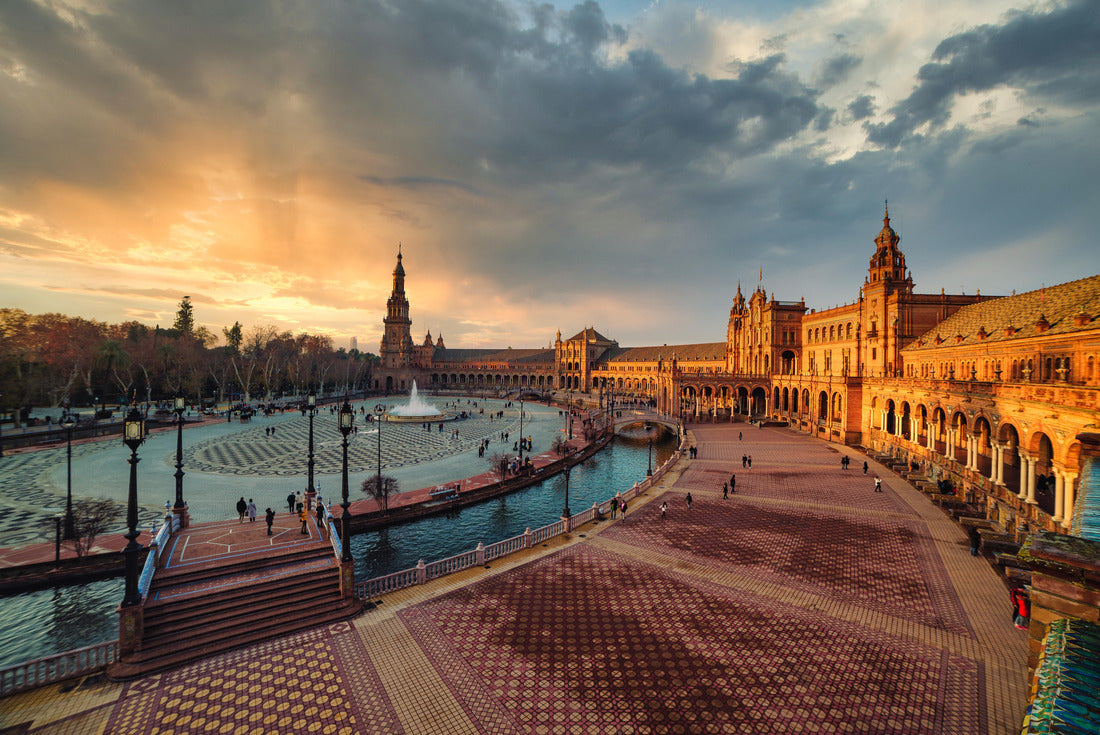 Dramatic scene of Plaza España in Seville at sunset 2000pc Puzzle