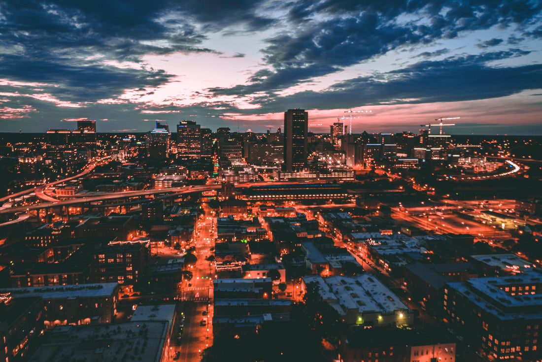 Aerial view of downtown Richmond, Virginia at night 2000pc Puzzle