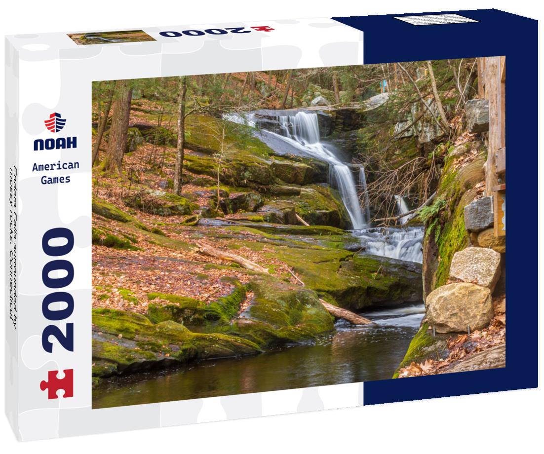 Enders Falls surrounded by mossy rocks, Connecticut 2000pc Puzzle