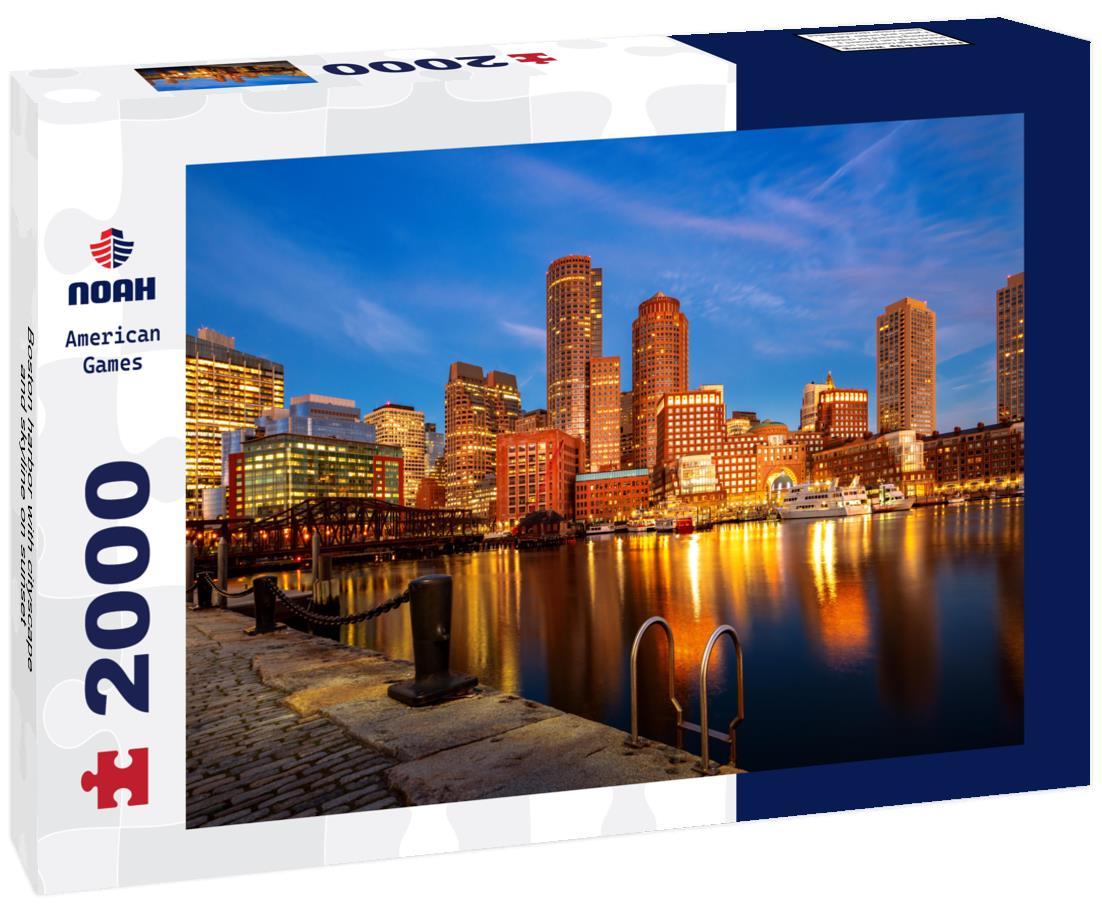 Boston harbor with cityscape and skyline on sunset 2000pc Puzzle