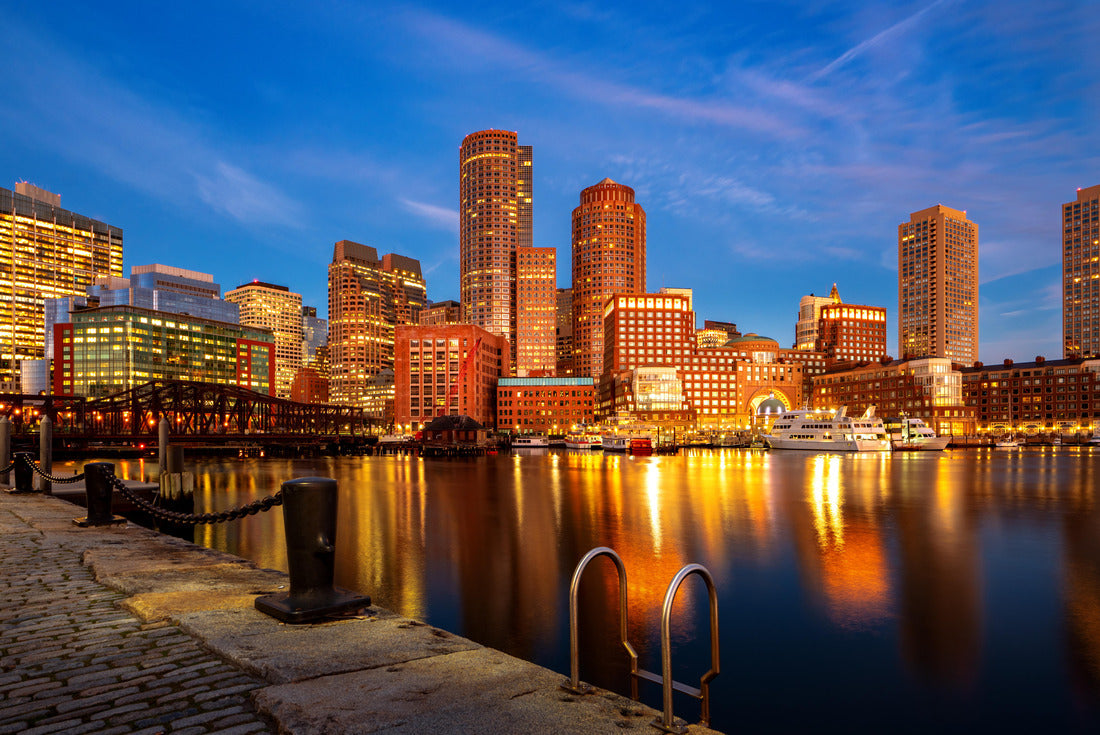 Boston harbor with cityscape and skyline on sunset 2000pc Puzzle