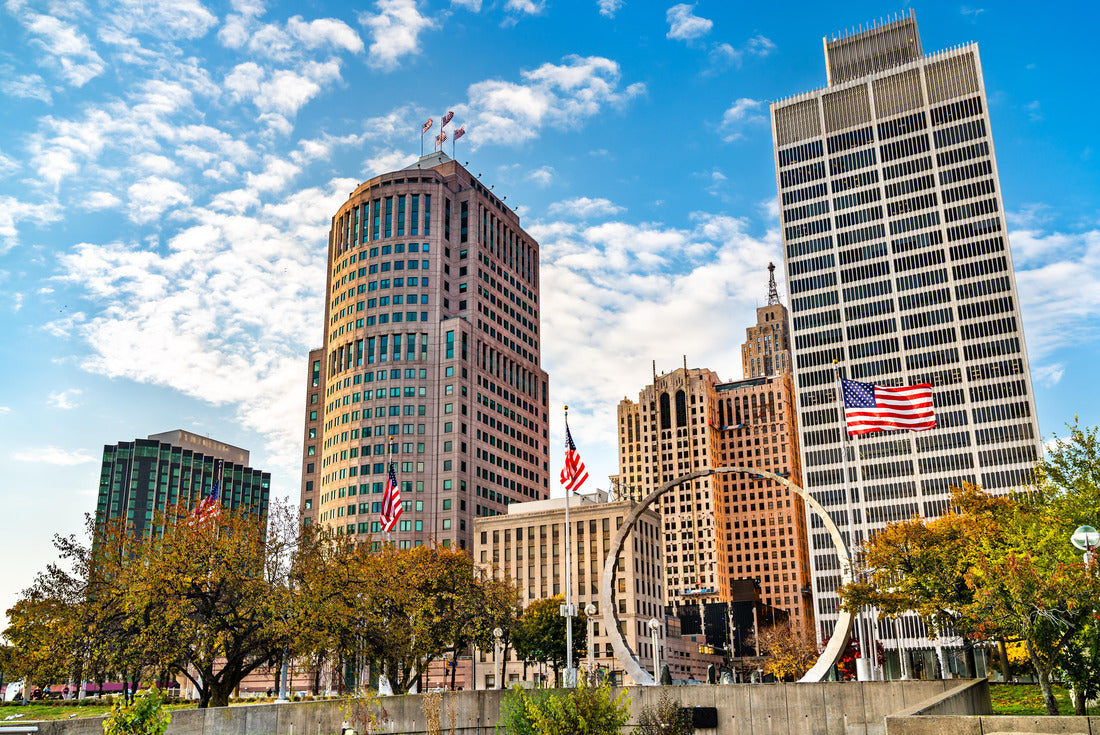 Noah Jigsaw Puzzle Downtown Detroit skyline from Hart Plaza, Michigan 2000 pieces