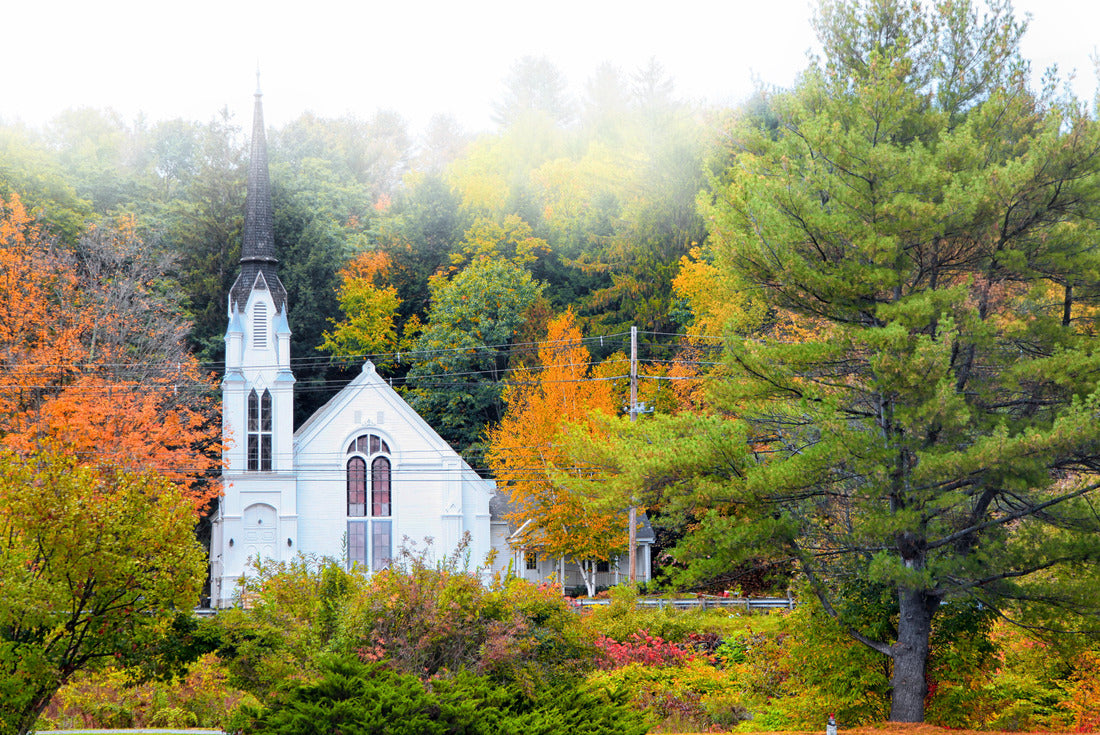 Noah Jigsaw Puzzle Church near Woodstock Vermont shot in morning fog 2000 pieces