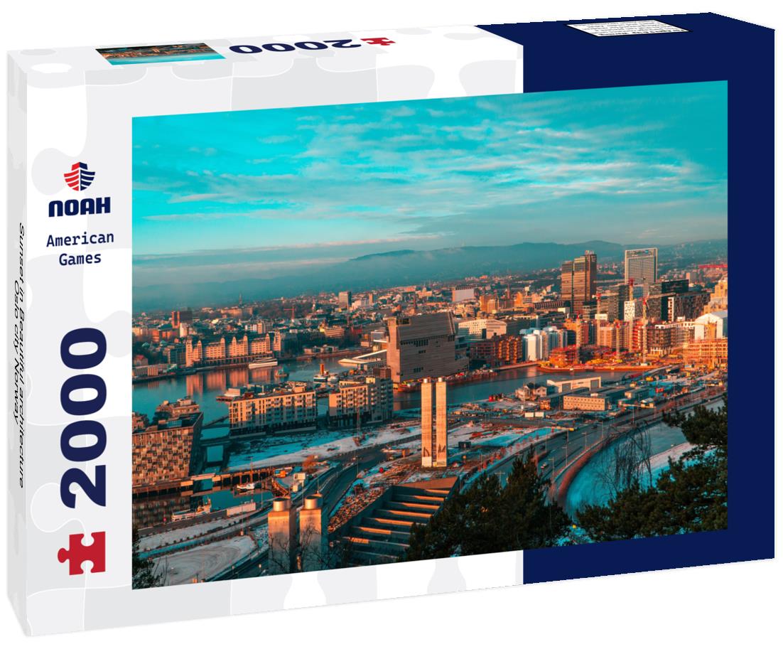 Sunset in Beautiful architecture Oslo city Norway 2000pc Puzzle