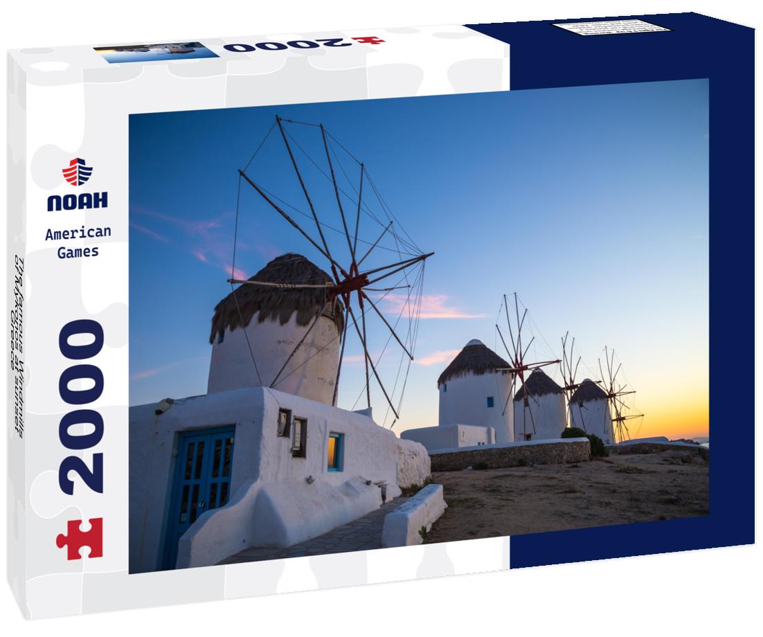 The famous Windmills of Mykonos at sunset, Greece 2000pc Puzzle