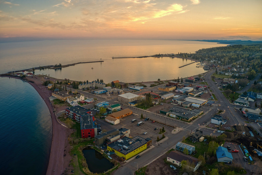 Aerial View of Grand Marais, Minnesota at Sunset 2000pc Puzzle