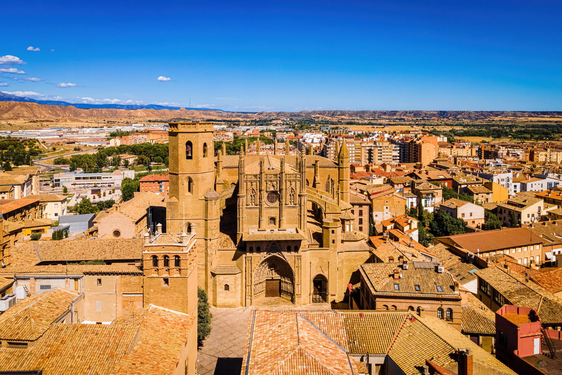 Aerial view of Huesca, a hilly medieval old town in Spain, dominated by the Gothic Huesca Cathedral 2000pc Puzzle