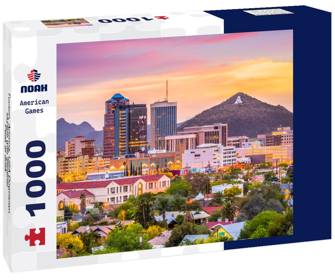 Tucson, Arizona, USA Downtown skyline with Sentinel Peak at dusk 1000pc Puzzle
