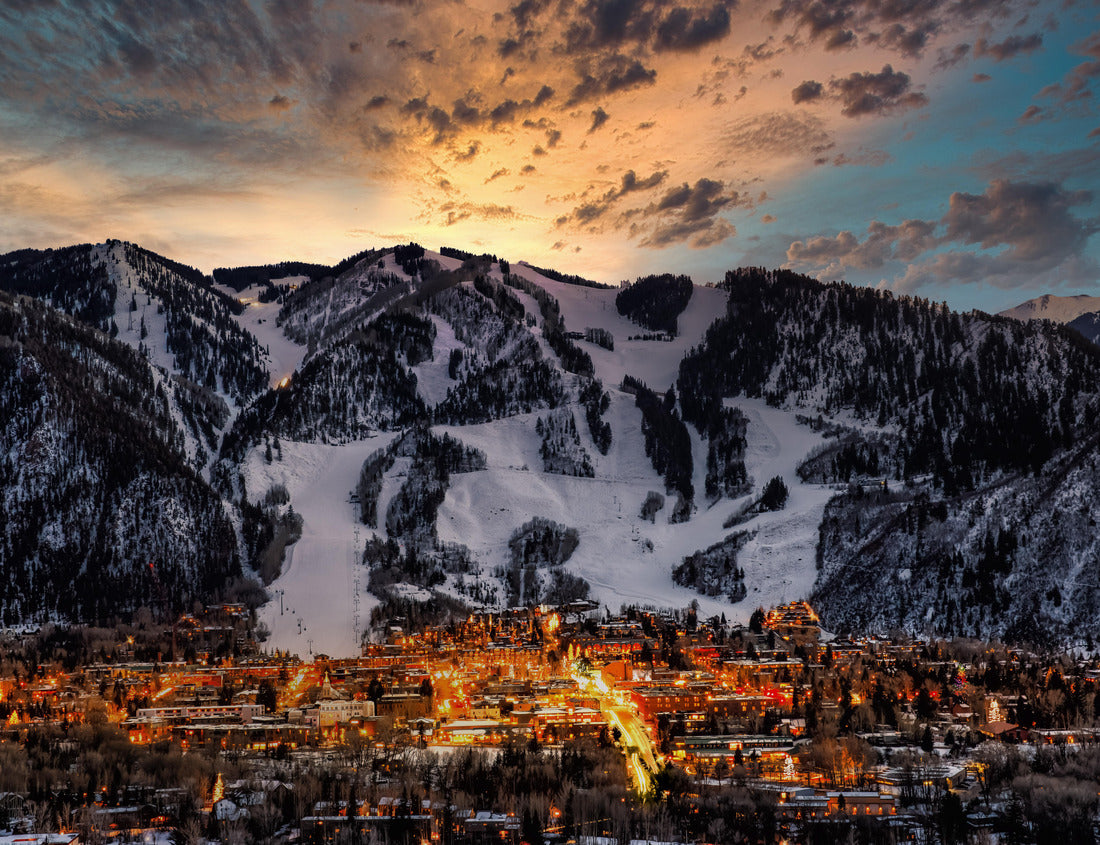 Noah Jigsaw Puzzle Aspen City skyline with dramatic sunset 1000 Pieces