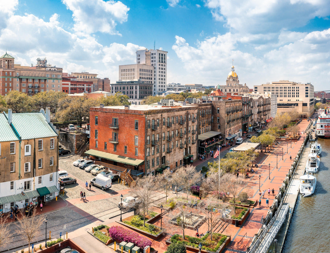 Noah Jigsaw Puzzle Aerial view of Savannah, Georgia skyline along River Street. Savannah is the oldest city in the US state of Georgia and the county seat of Chatham County 1000 Pieces