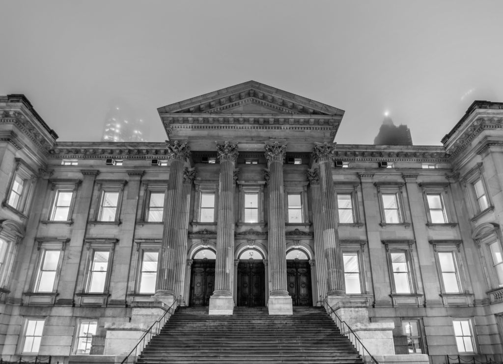 Old New York County Courthouse, aslo known as Tweed Courthouse in Manhattan in black white