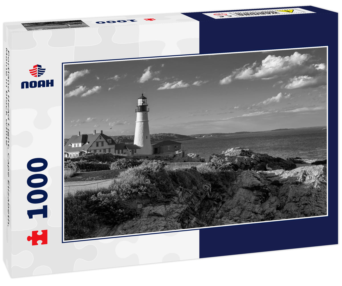 Portland Head Light, Cape Elizabeth, Maine in black white