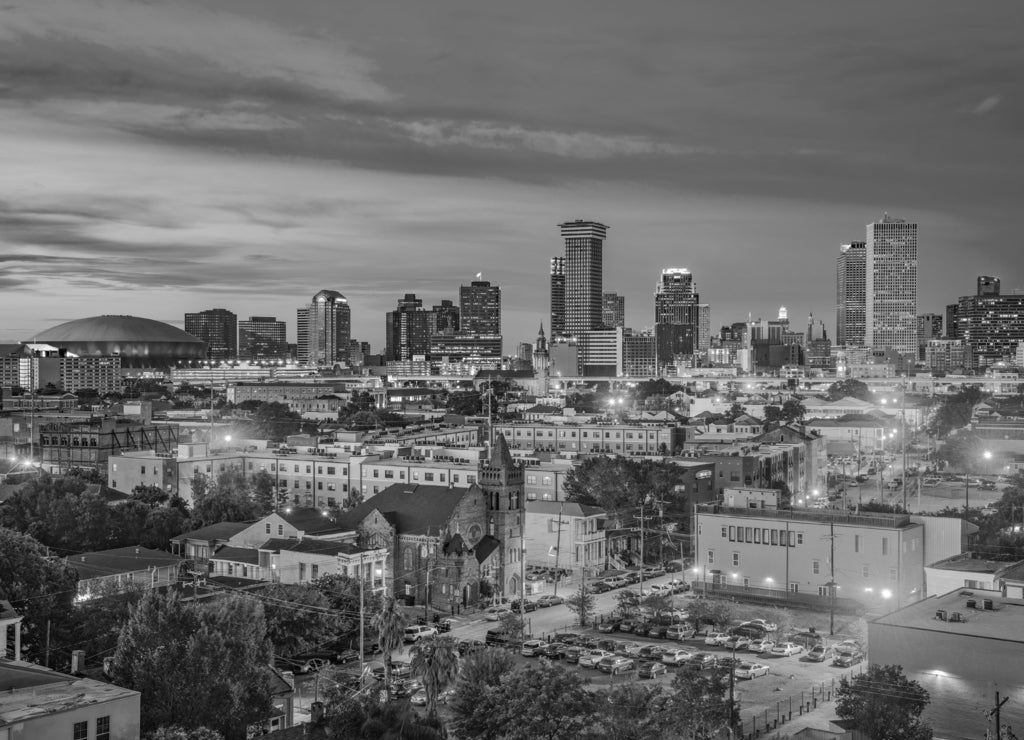 New Orleans Louisiana in black white