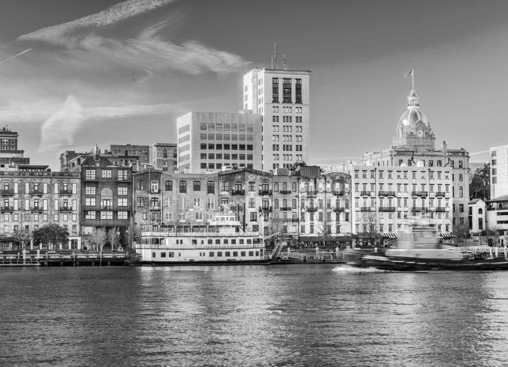 Savannah Georgia USA in black white