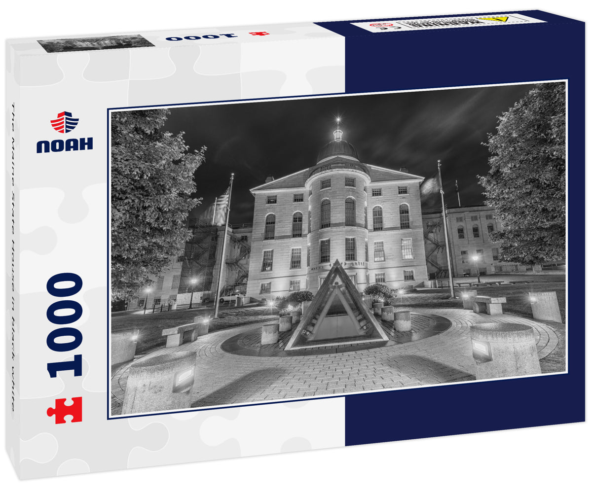 The Maine State House in black white