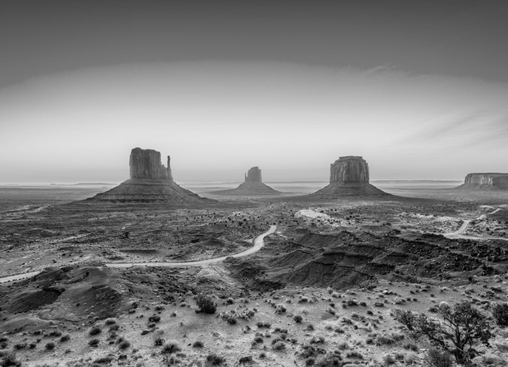 Monument Valley, Arizona, USA in black white