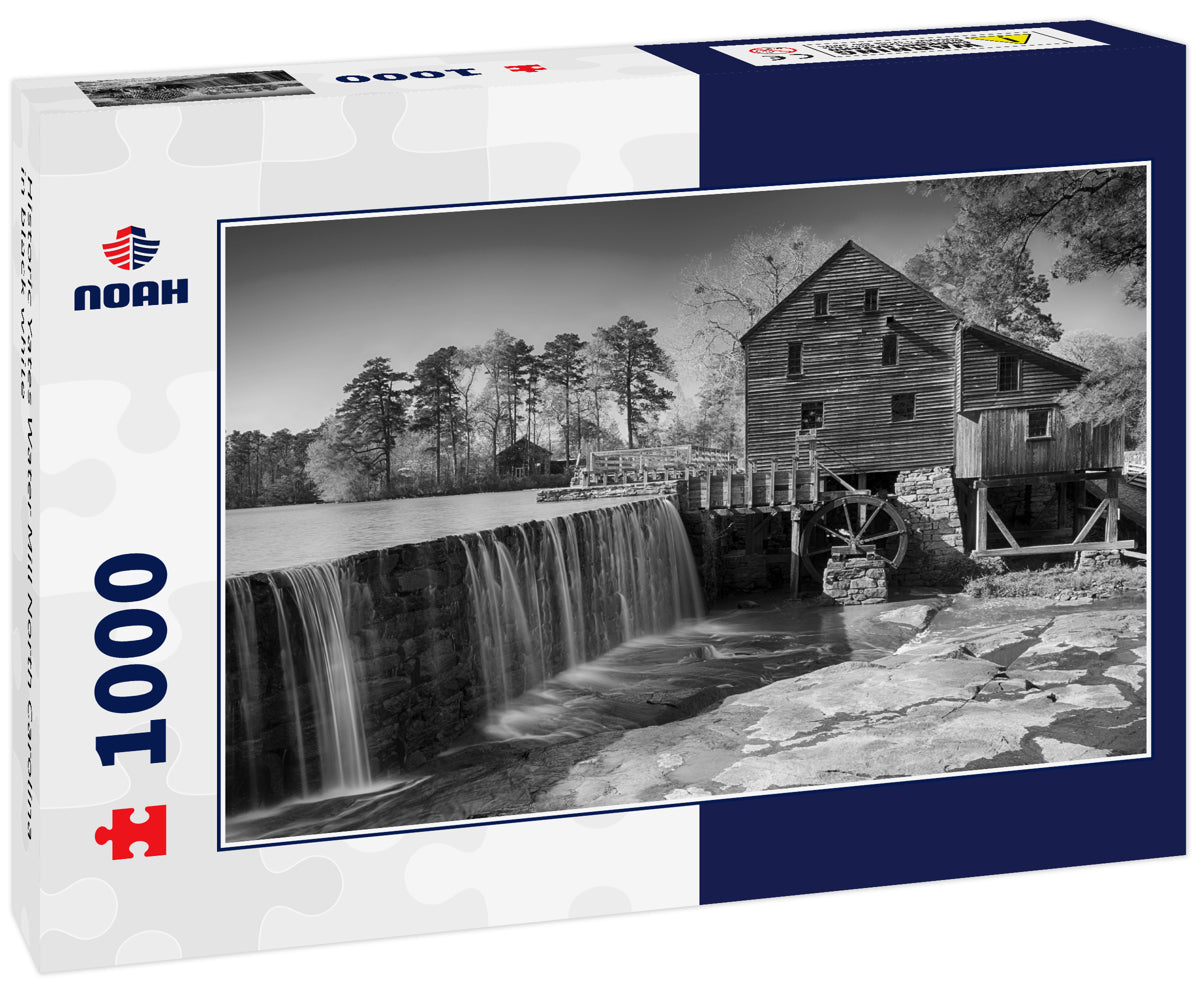 Historic Yates Water Mill North Carolina in black white