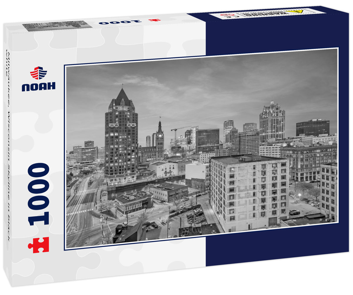 Milwaukee, WIsconsin Skyline in black white