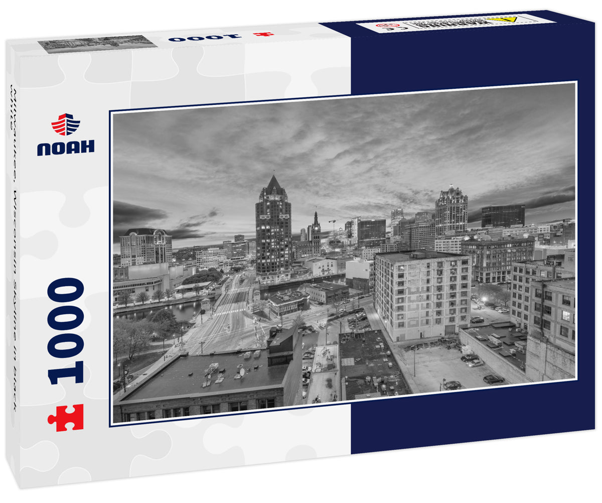 Milwaukee, WIsconsin Skyline in black white