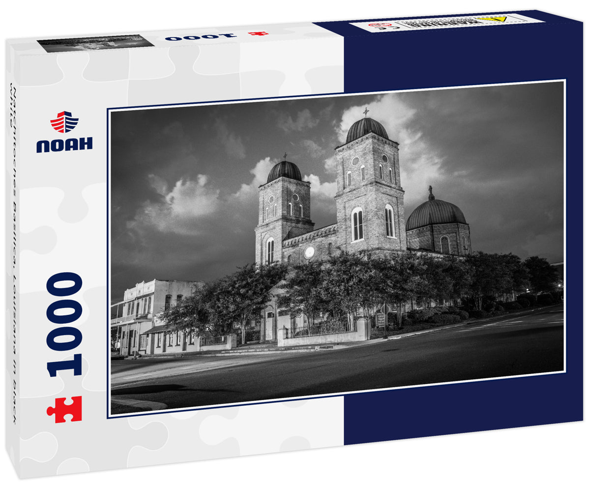 Natchitoches Basilica, Louisiana in black white