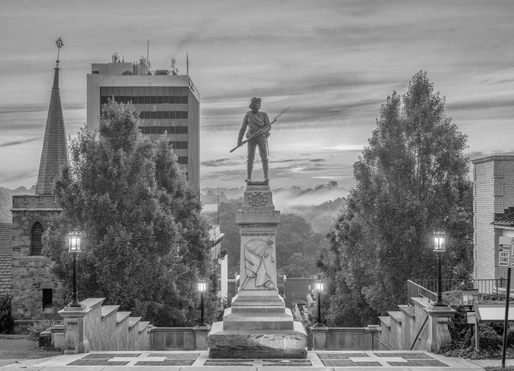 Lynchburg, Virginia, USA in black white