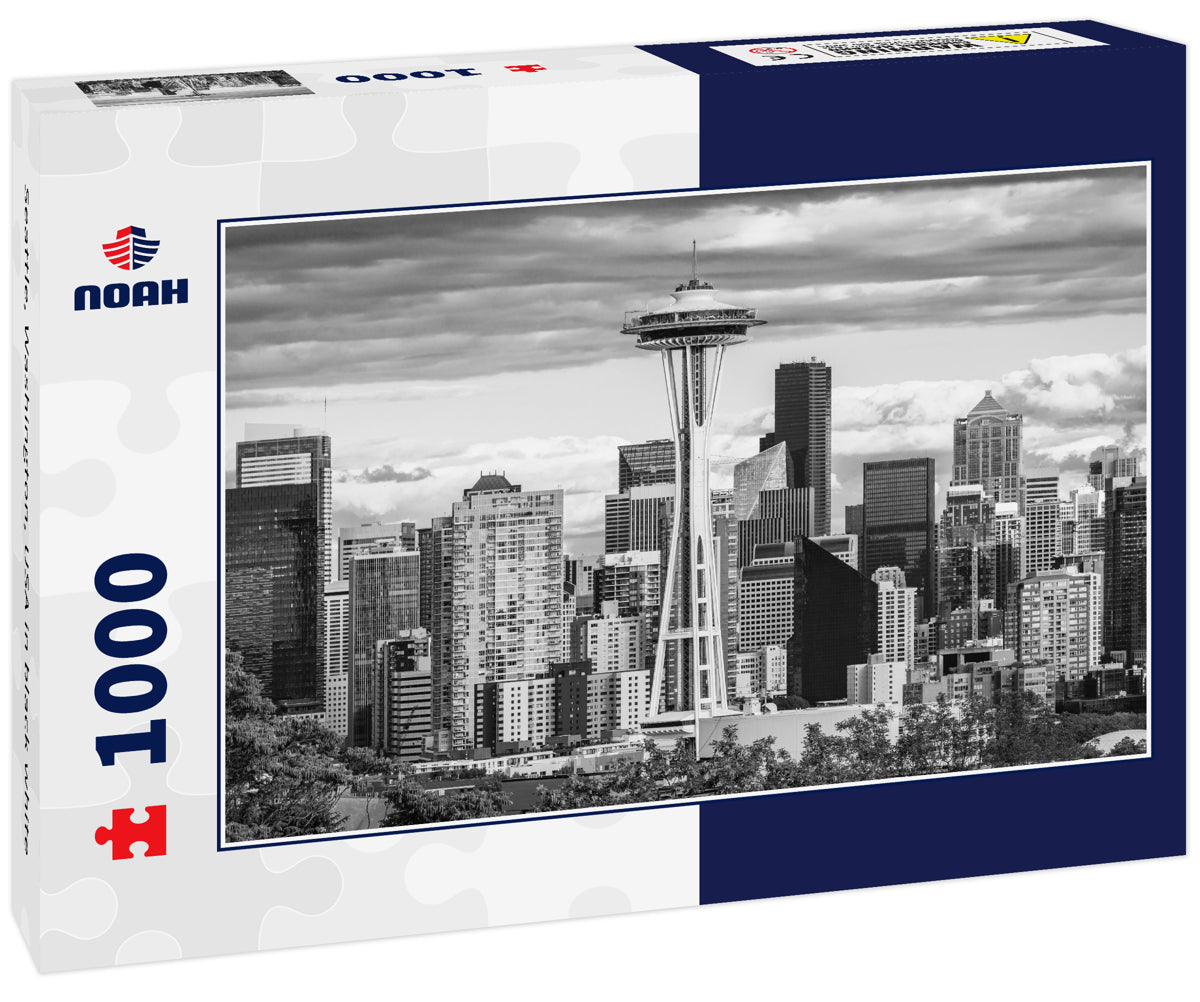 Seattle, Washington, USA in black white
