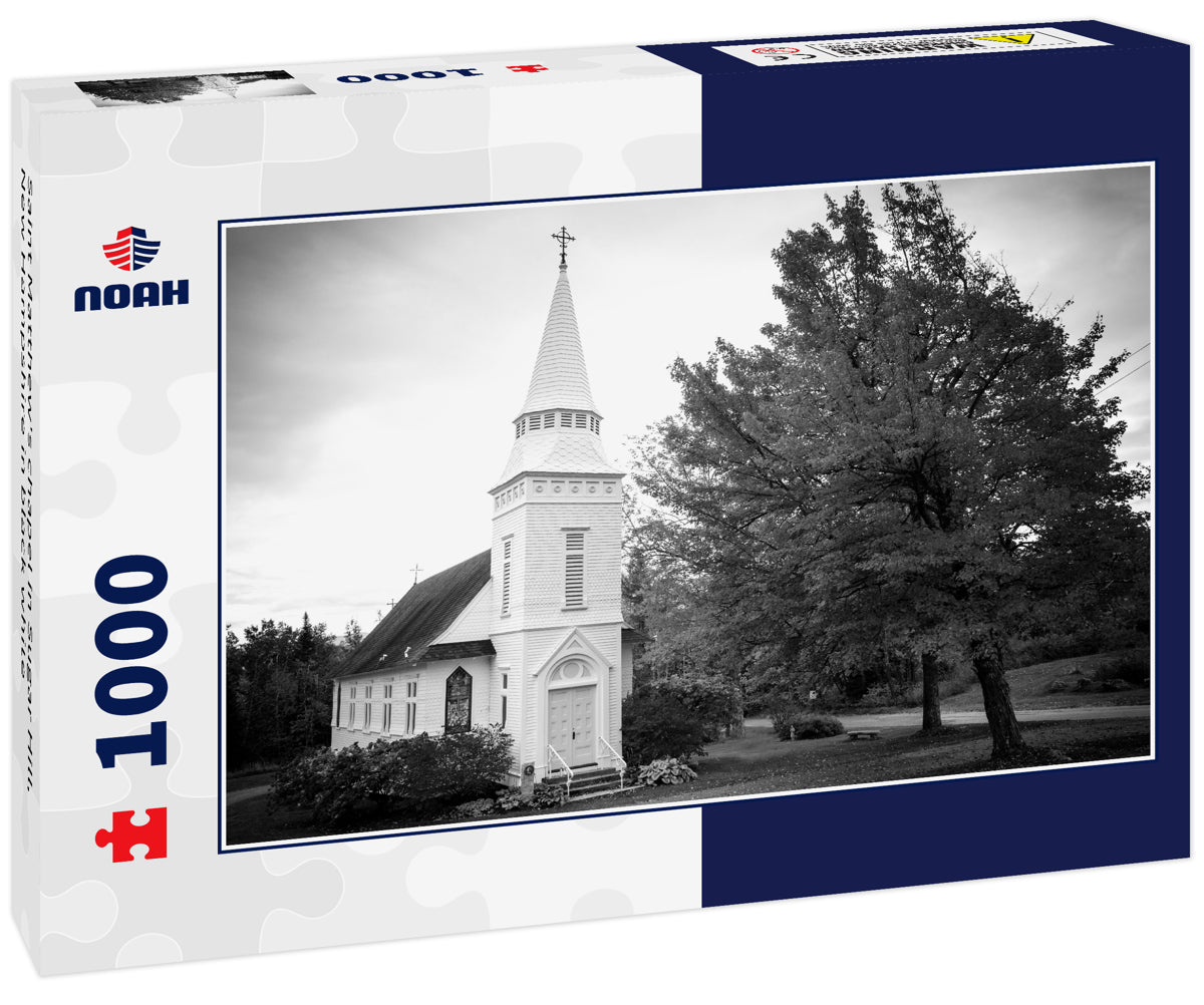 Saint Matthew's chapel in Sugar Hill, New Hampshire in black white